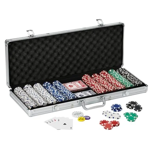 500-Count Texas Hold'em Clay Poker Chip Set with Aluminum Case (2)