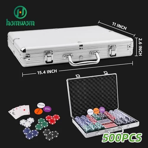 500-Piece Professional Poker Chip Set with Aluminum Storage Case (5)