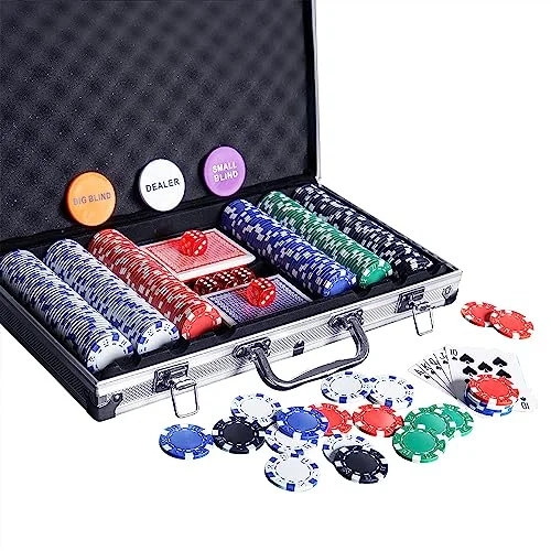 300-Piece Poker Chip Set with Aluminum Case for Texas Hold'em & Blackjack (2)