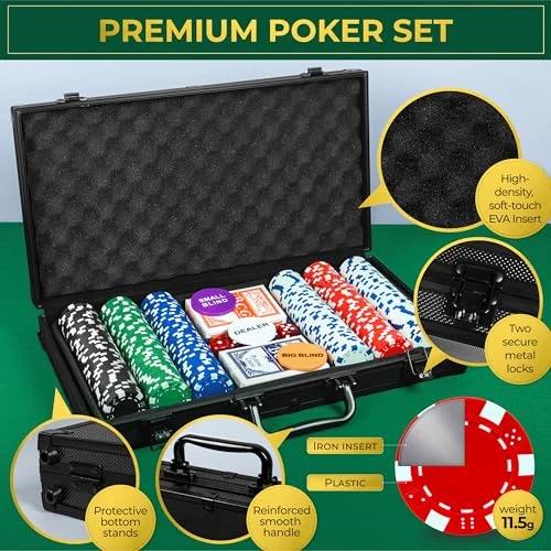 Professional 300 Chip Poker Set with Quality Accessories (3)