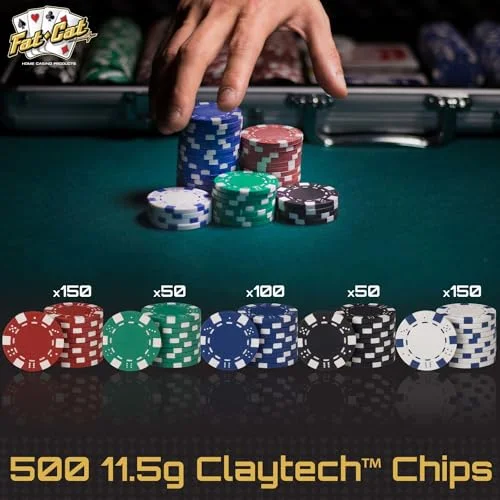 500-Count Texas Hold'em Clay Poker Chip Set with Aluminum Case (4)