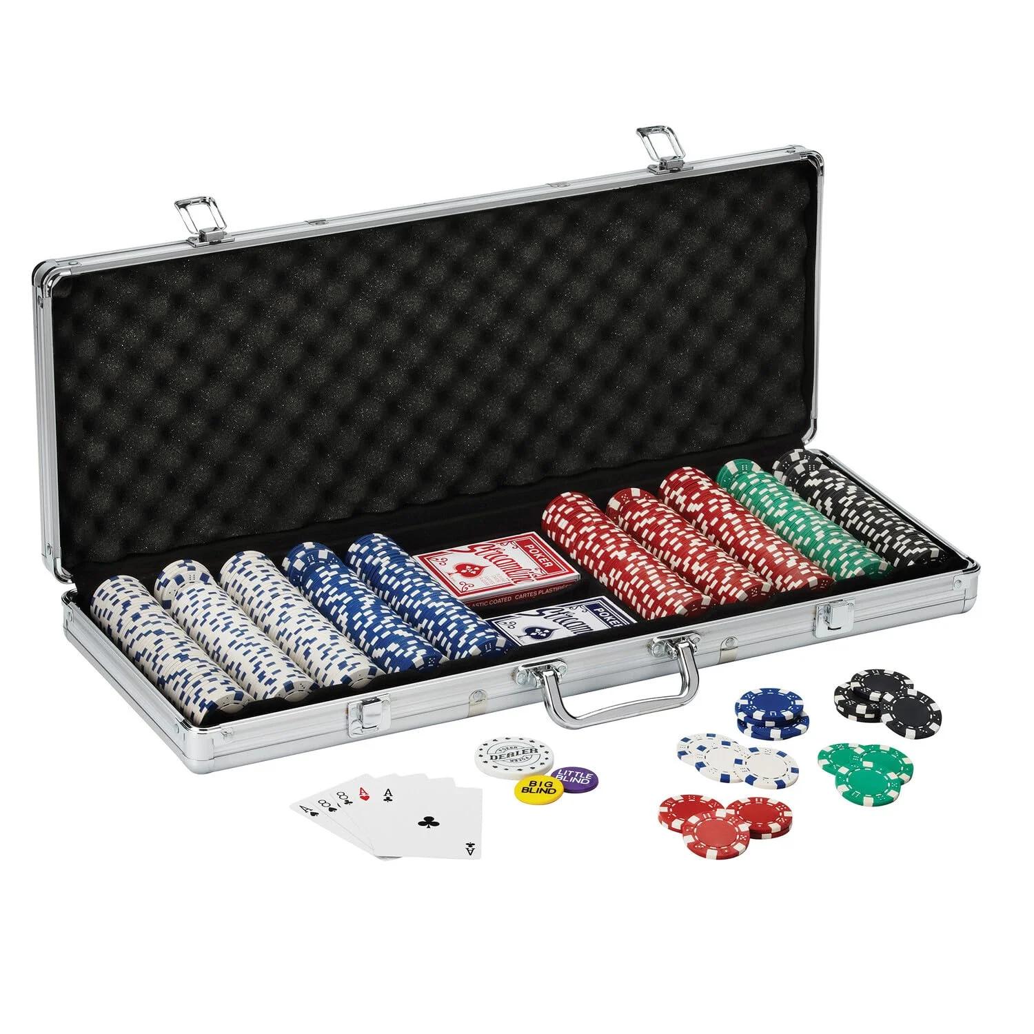 500-Count Texas Hold'em Clay Poker Chip Set with Aluminum Case